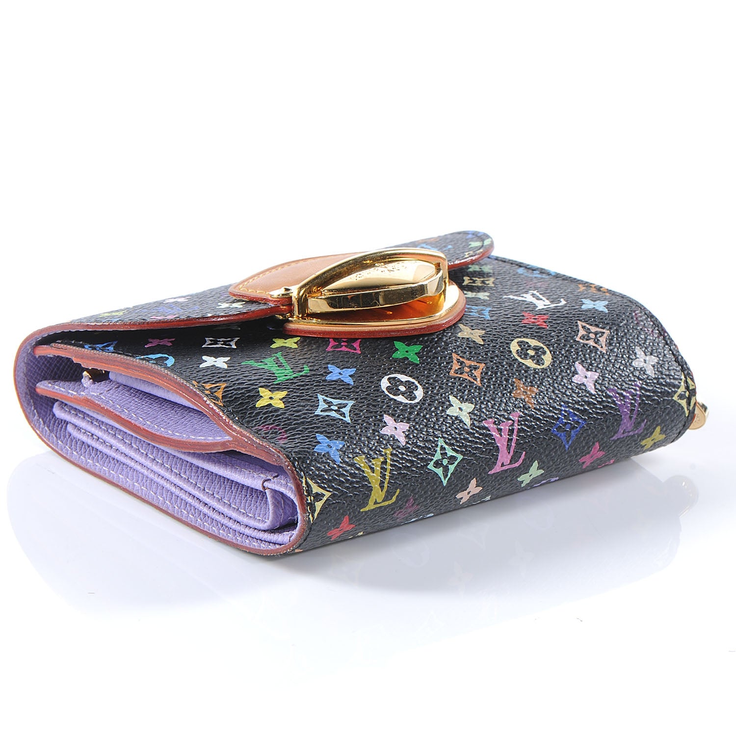 Louis Vuitton Monogram Multicolor Joey Wallet Black Violet 4 of 7