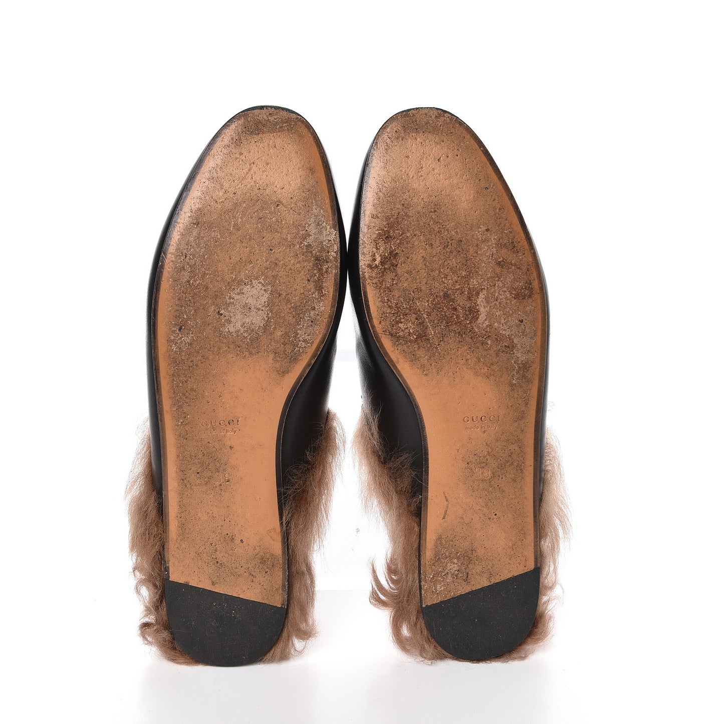 Calfskin Fur Womens Princetown Slippers 38 Black