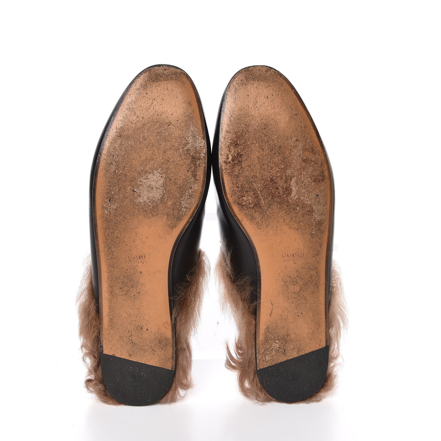 Gucci Calfskin Fur Womens Princetown Slippers 38 Black 5 of 8