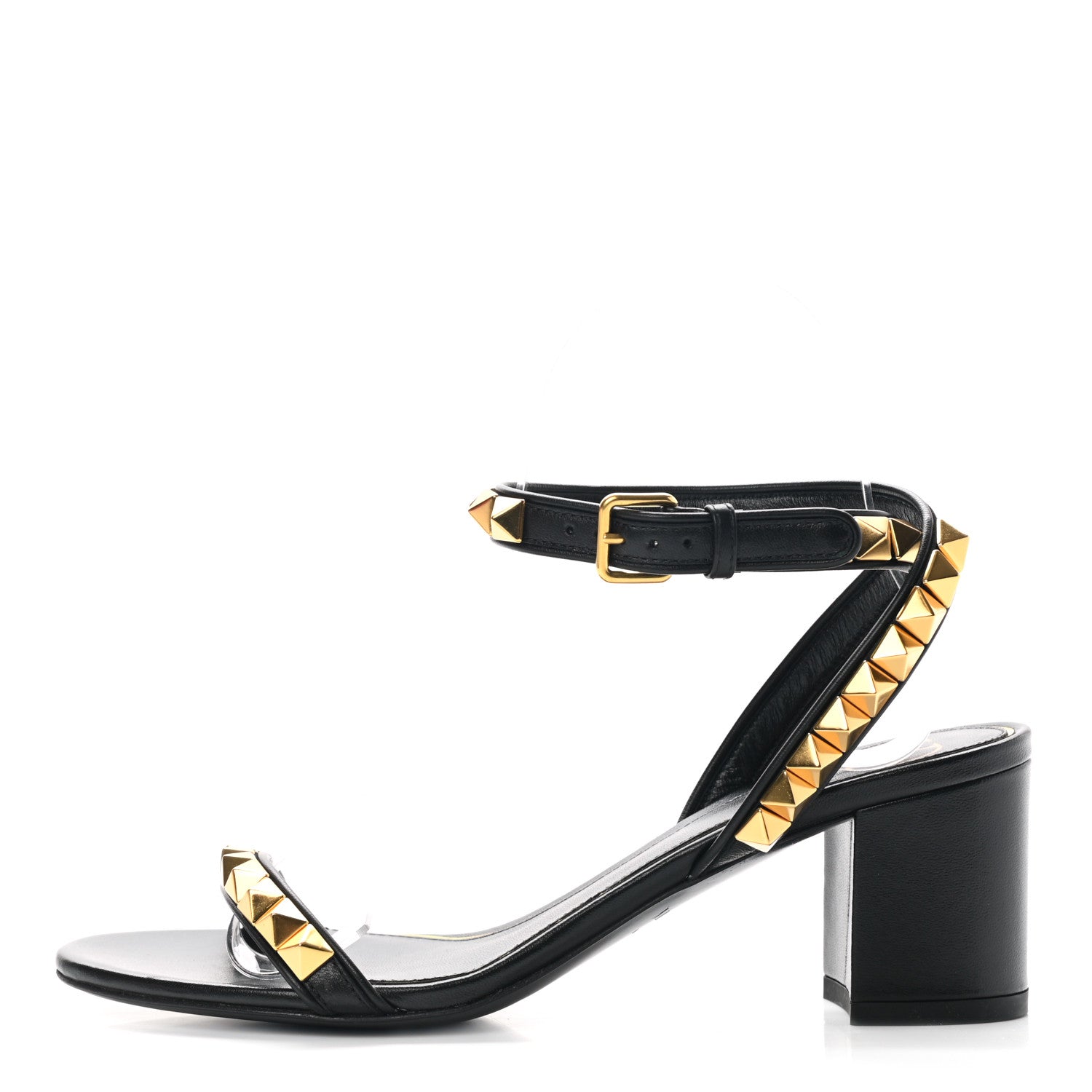 Valentino Garavani Calfskin Rockstud No Limit 60mm Sandals 35.5 Black 1 of 8