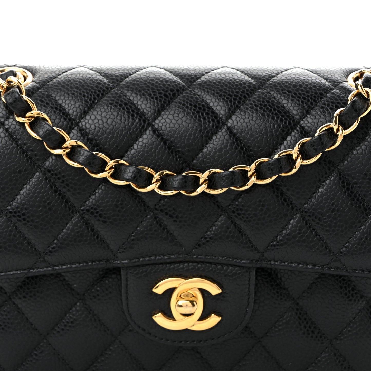 Caviar Quilted Small Double Flap Black