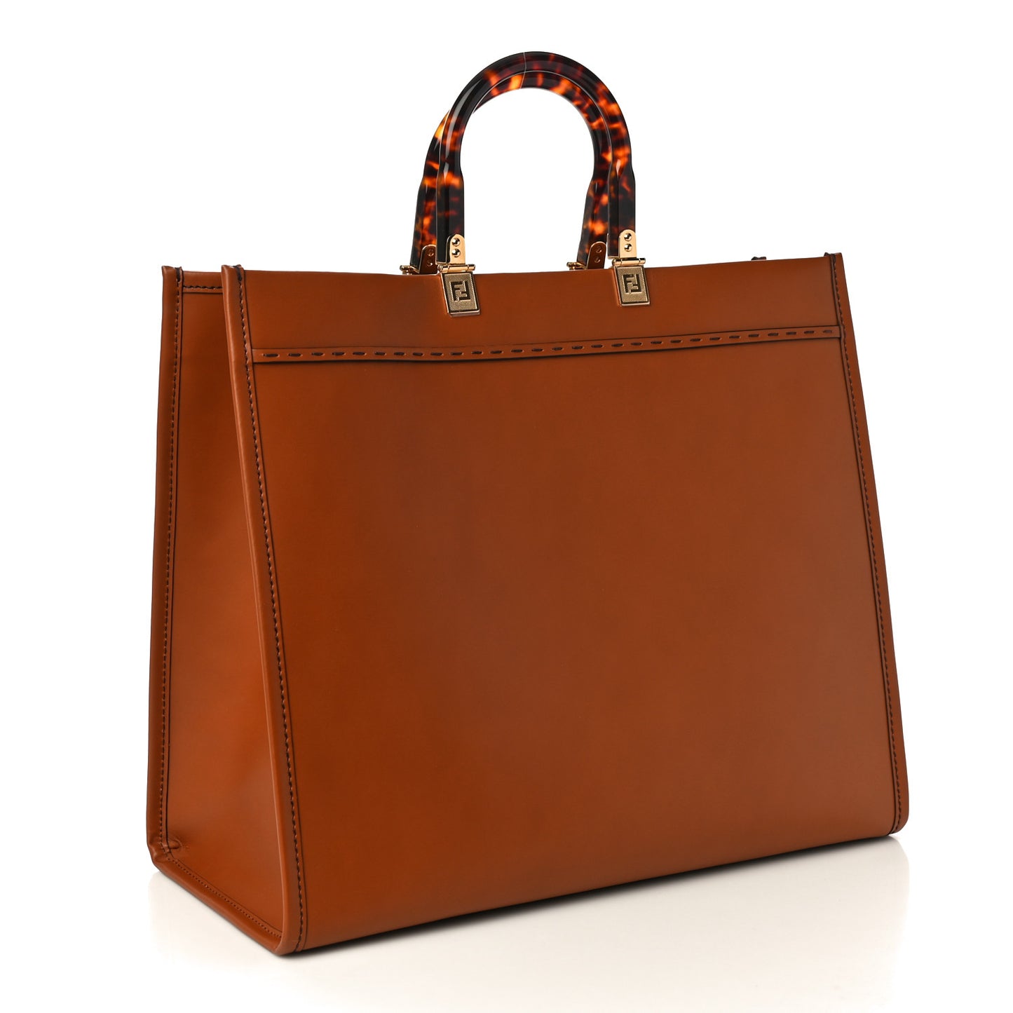 Vitello King Plexiglass Large Fendi Sunshine Shopper Tote Cuoio