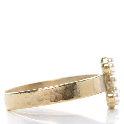 Chanel Pearl CC Cuff Bracelet Gold Pearly White 5 of 5
