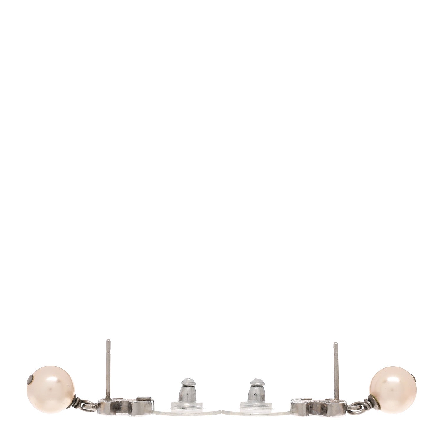 Chanel Pearl CC Drop Earrings Silver 3 of 4