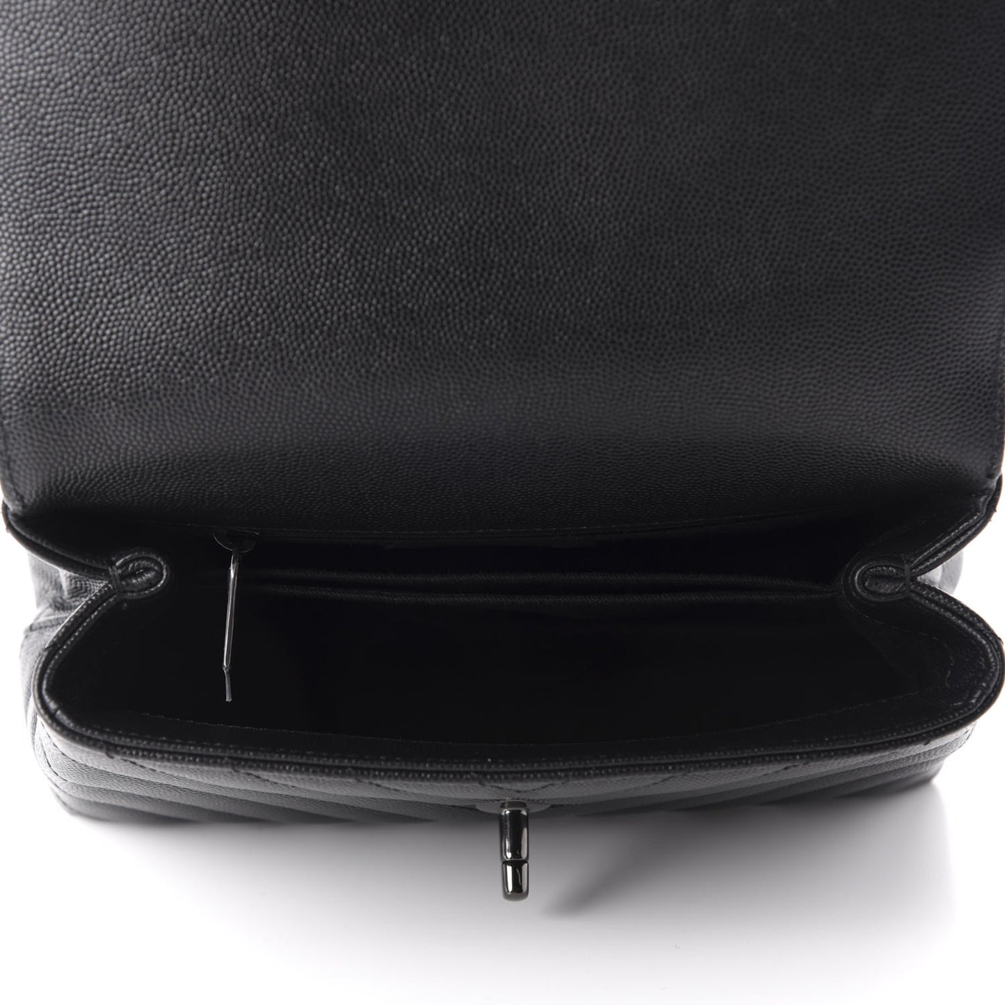 Caviar Chevron Quilted Mini Coco Handle Flap So Black