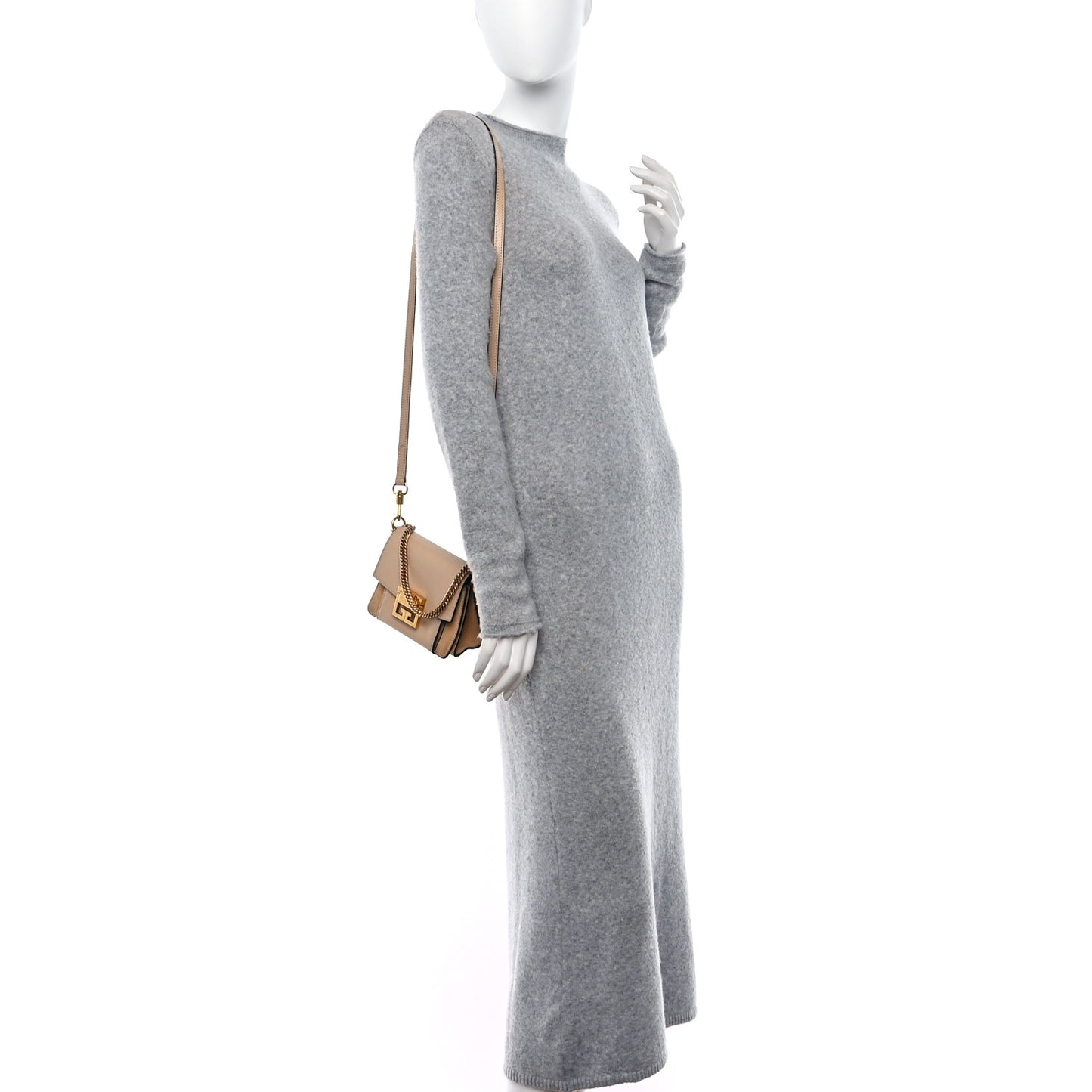 Goatskin Suede Mini GV3 Shoulder Bag Nude