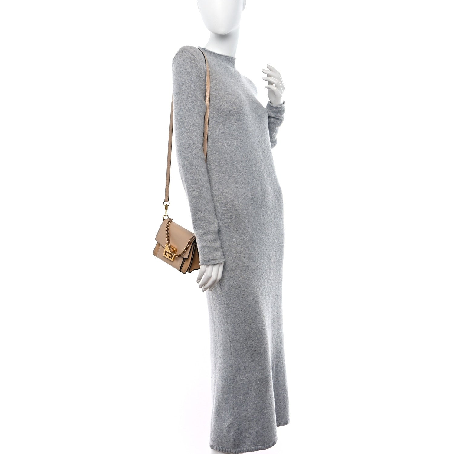 Givenchy Goatskin Suede Mini GV3 Shoulder Bag Nude 2 of 10