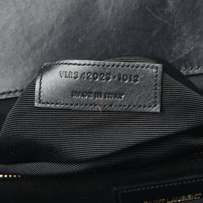 Saint Laurent Smooth Calfskin Matelasse Chevron Large Monogram Satchel Black 8 of 9