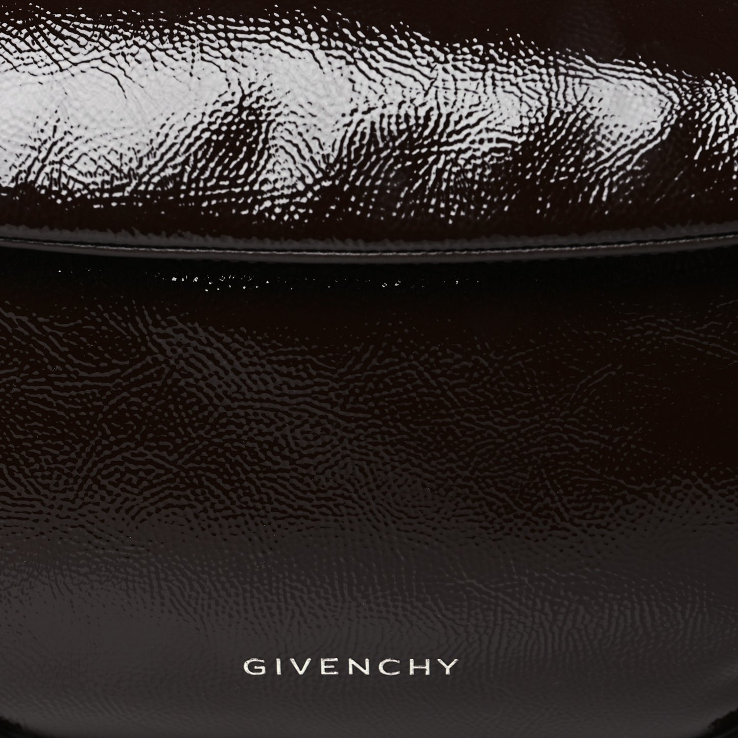 Patent Calfskin Small P'tit Voyou Shoulder Bag Ebony Brown