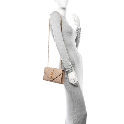 Saint Laurent Grain De Poudre Textured Mixed Matelasse Triquilt Small Monogram Satchel Dark Beige 2 of 9