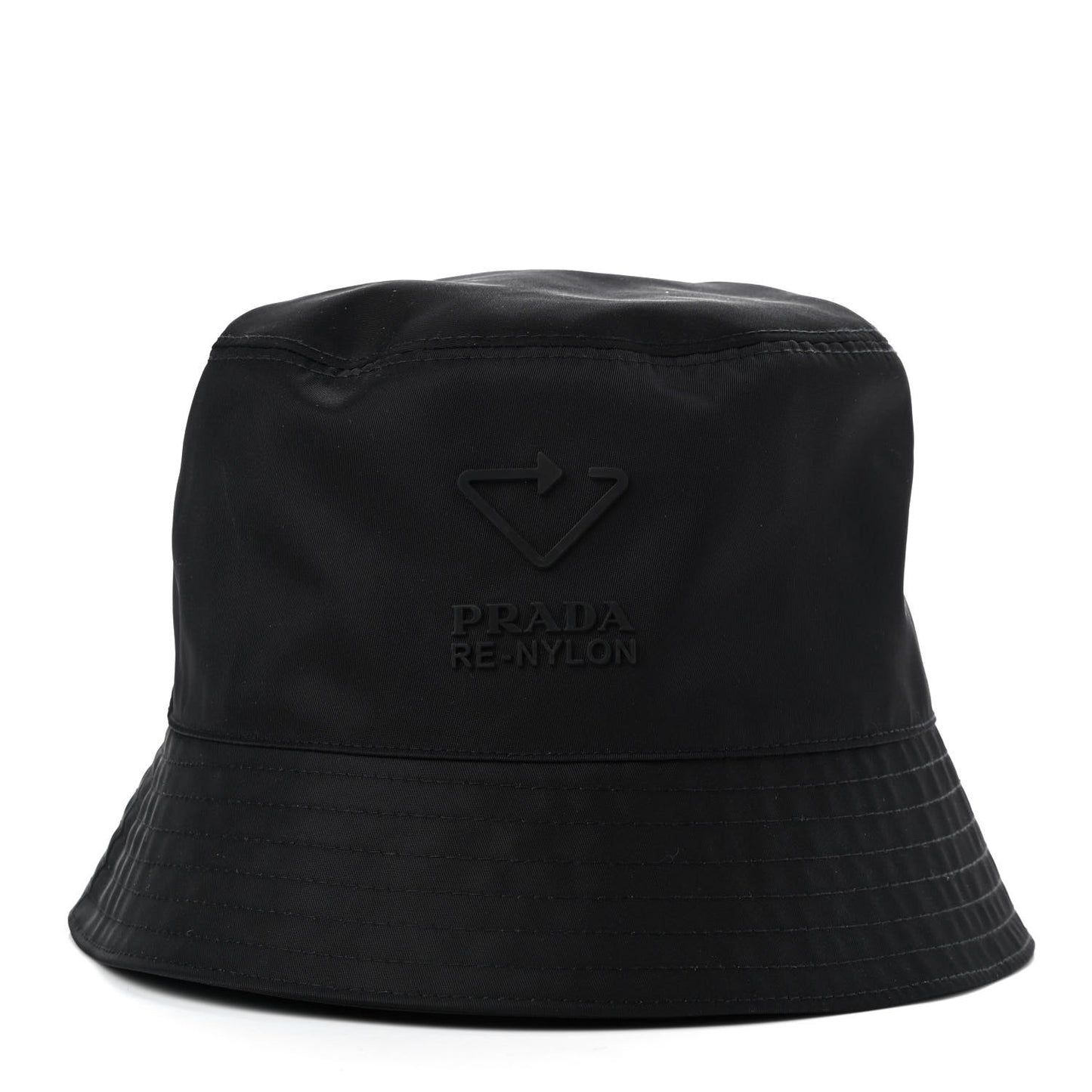 Re-Nylon Saffiano Metal Triangle Logo Mens Bucket Hat L Black