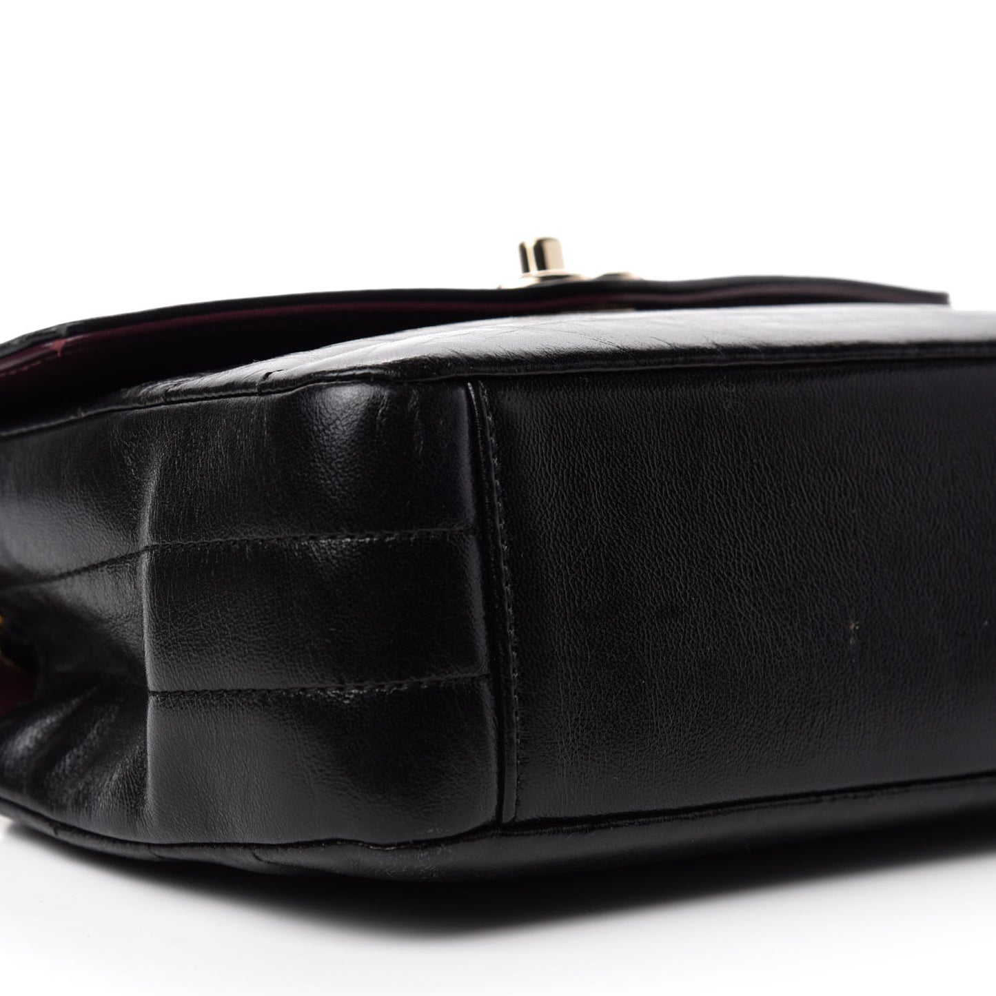 Shiny Lambskin Quilted Small Chevron Miroir Black