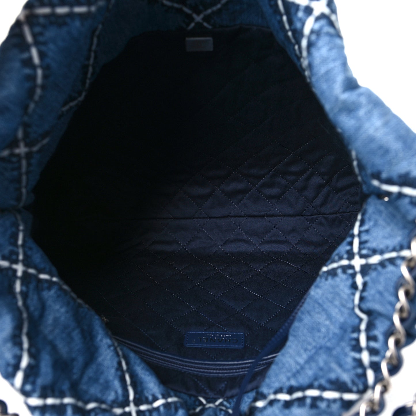 Denim Quilted Stitched Chanel 22 Blue