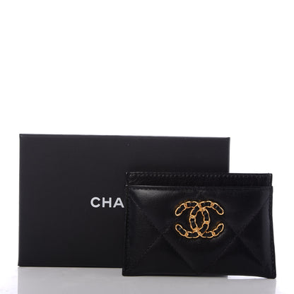 Chanel Goatskin Quilted Chanel 19 Card Holder Black 9 of 9