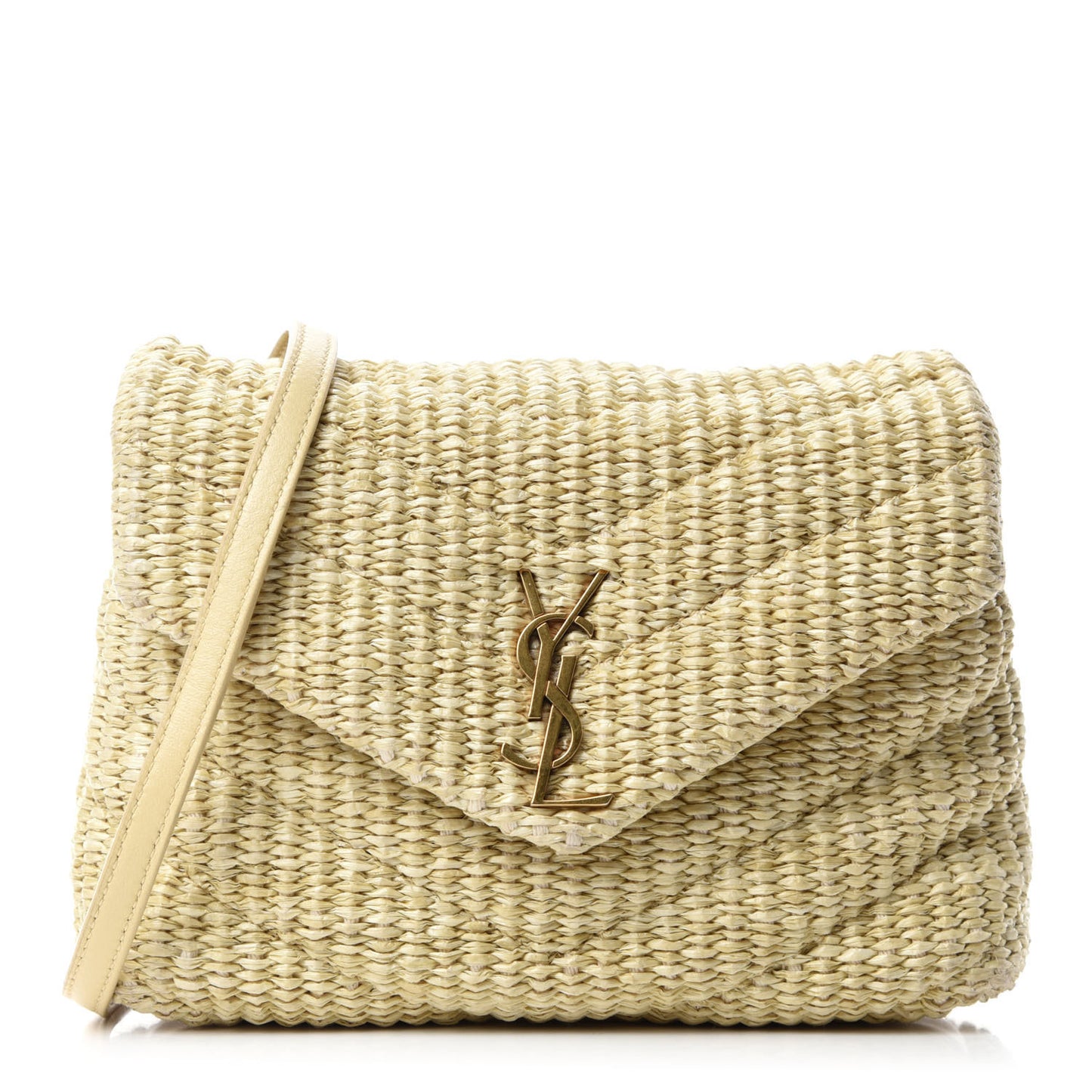 Raffia Monogram Toy Loulou Chain Satchel Naturale