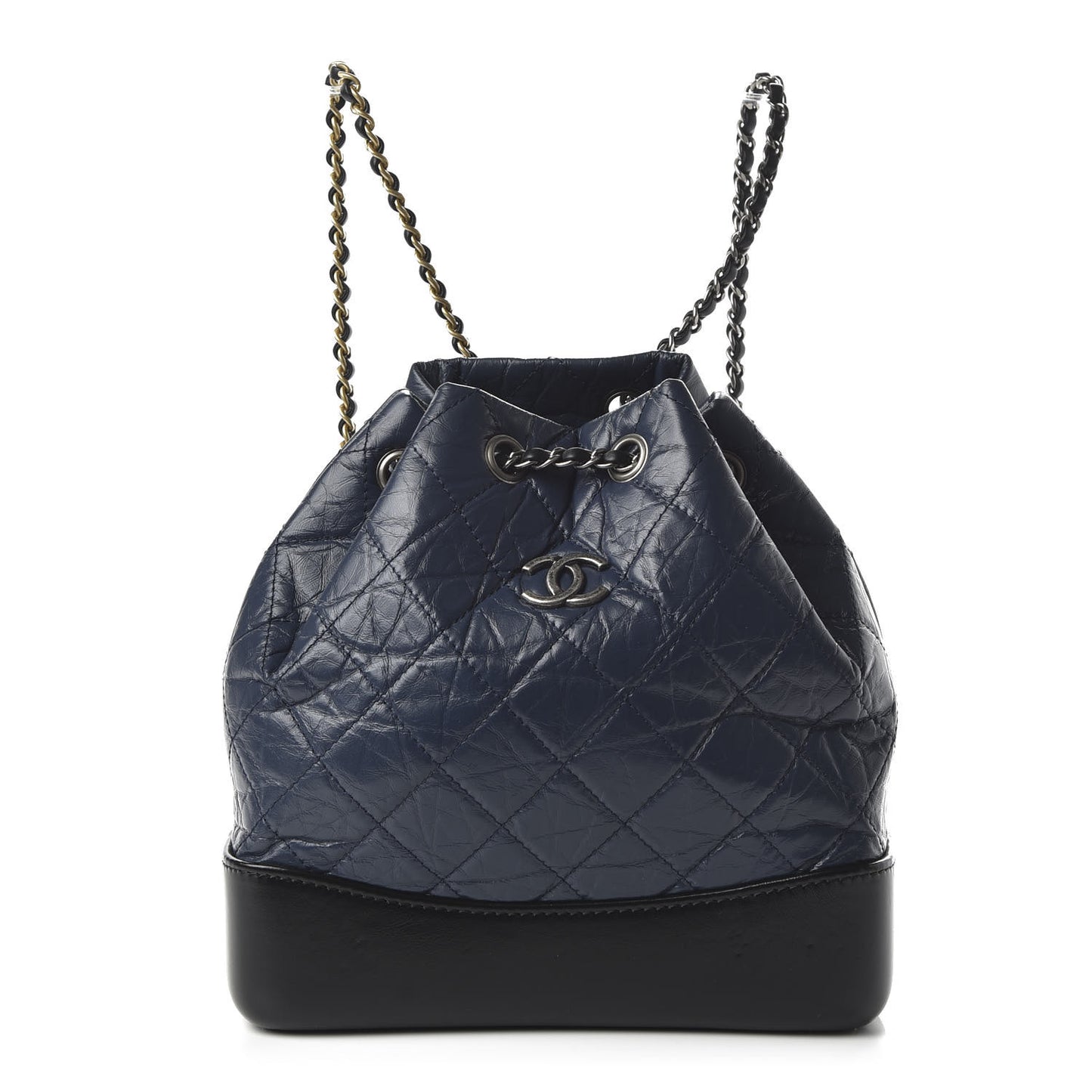 Aged Calfskin Quilted Small Gabrielle Backpack Blue Black
