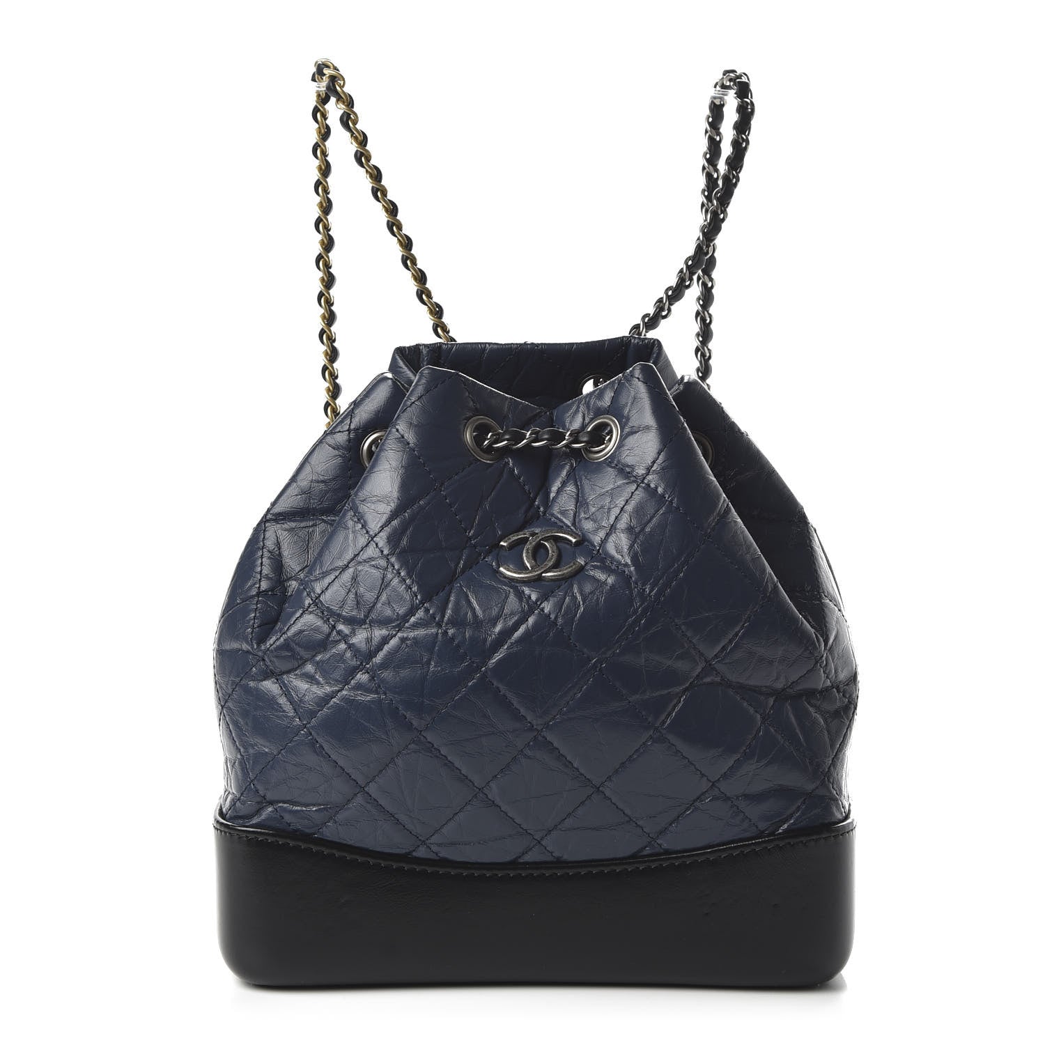 Chanel Aged Calfskin Quilted Small Gabrielle Backpack Blue Black 1 of 10