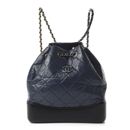Chanel Aged Calfskin Quilted Small Gabrielle Backpack Blue Black 1 of 10