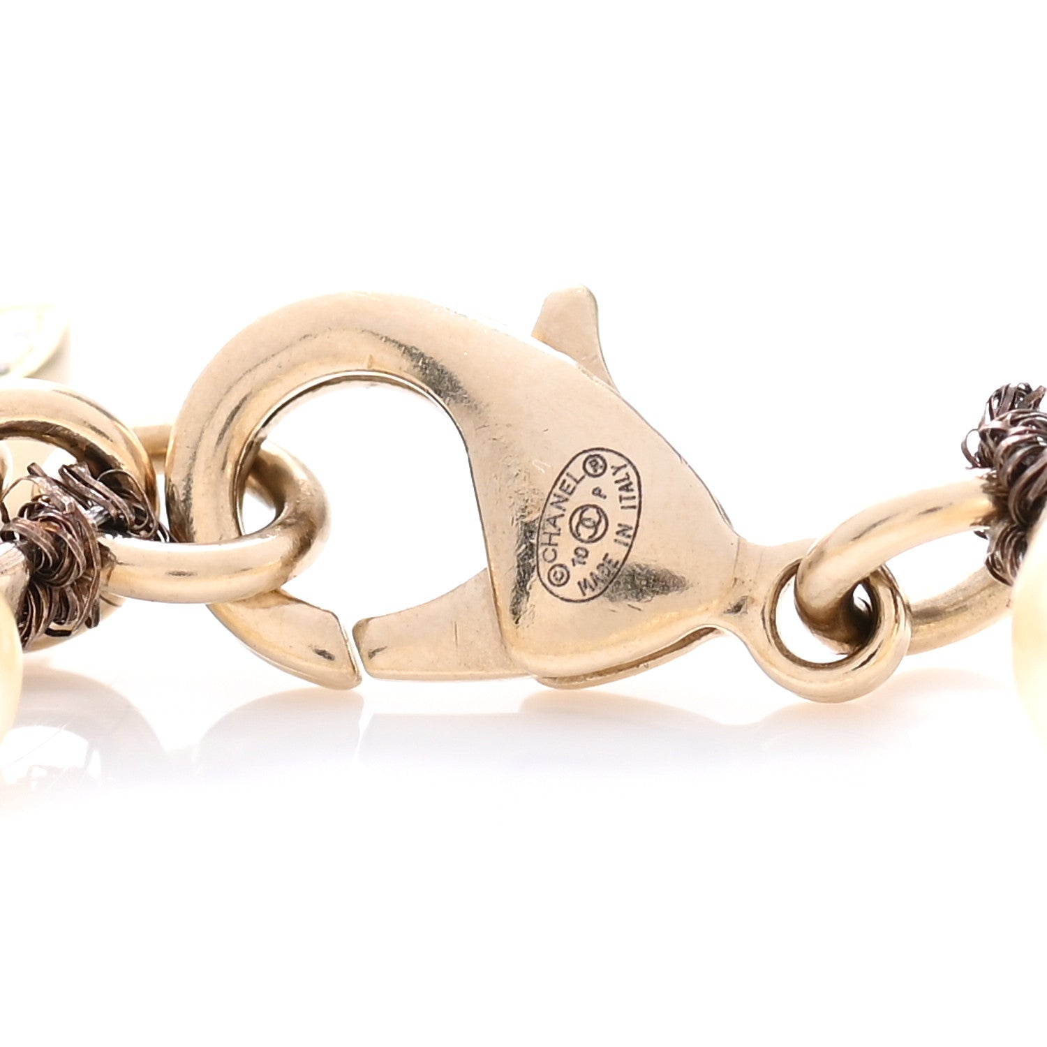 Chanel Pearl Crystal CC Bracelet Gold 4 of 5