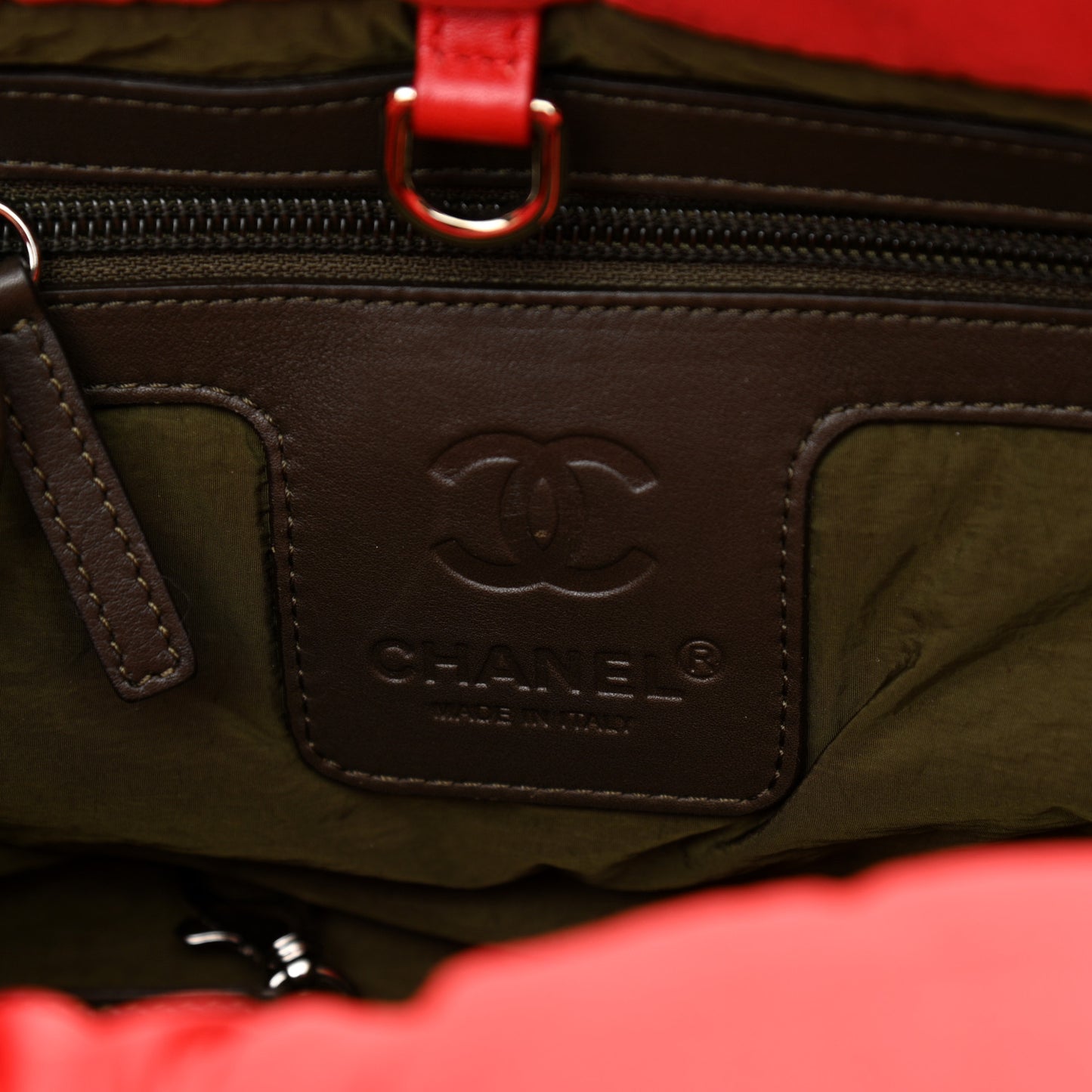 Nylon Quilted Small Coco Cocoon Tote Red
