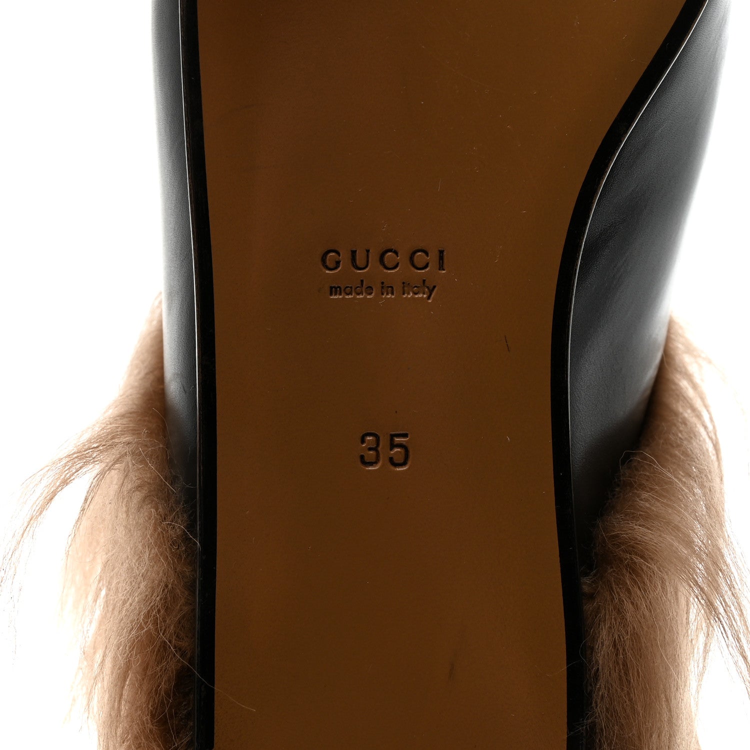 Gucci Calfskin Fur Womens Princetown Slippers 35 Black 7 of 8