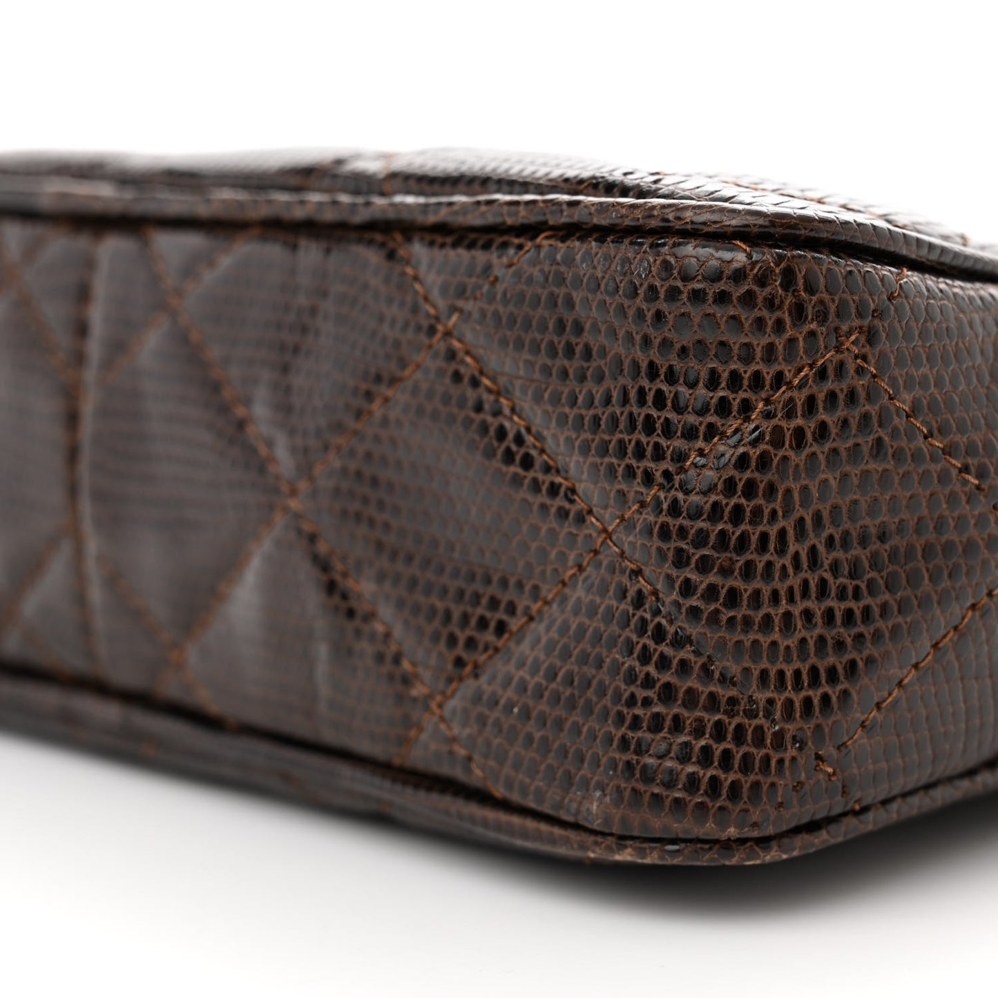 Lizard Quilted Tassel Camera Case Brown