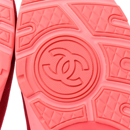 Chanel Nylon Lambskin Suede Calfskin CC Sneakers 38 Coral 6 of 8