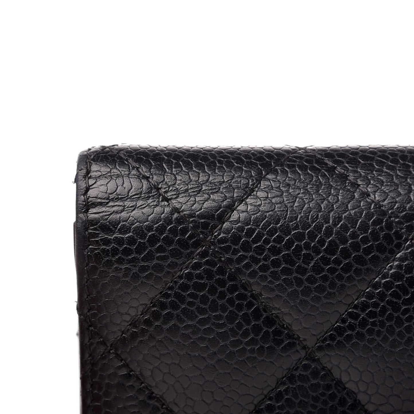 Caviar Quilted Compact French Flap Wallet Black