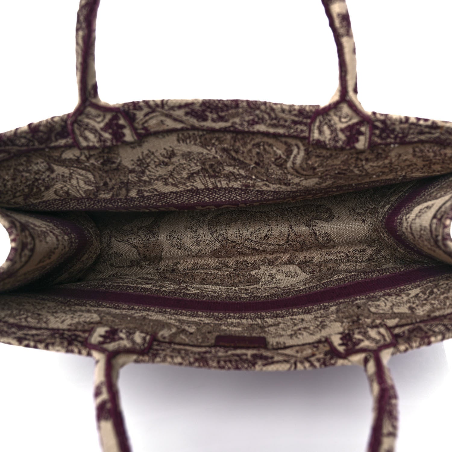 Christian Dior Canvas Embroidered Large Dioriviera Toile De Jouy Book Tote Burgundy 4 of 10
