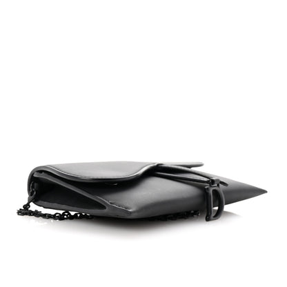 Christian Dior Ultra Matte Calfskin Saddle Chain Wallet Pouch Black 4 of 9