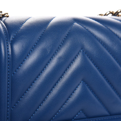 Chanel Calfskin Chevron Quilted Small Boy Flap Blue 9 of 10