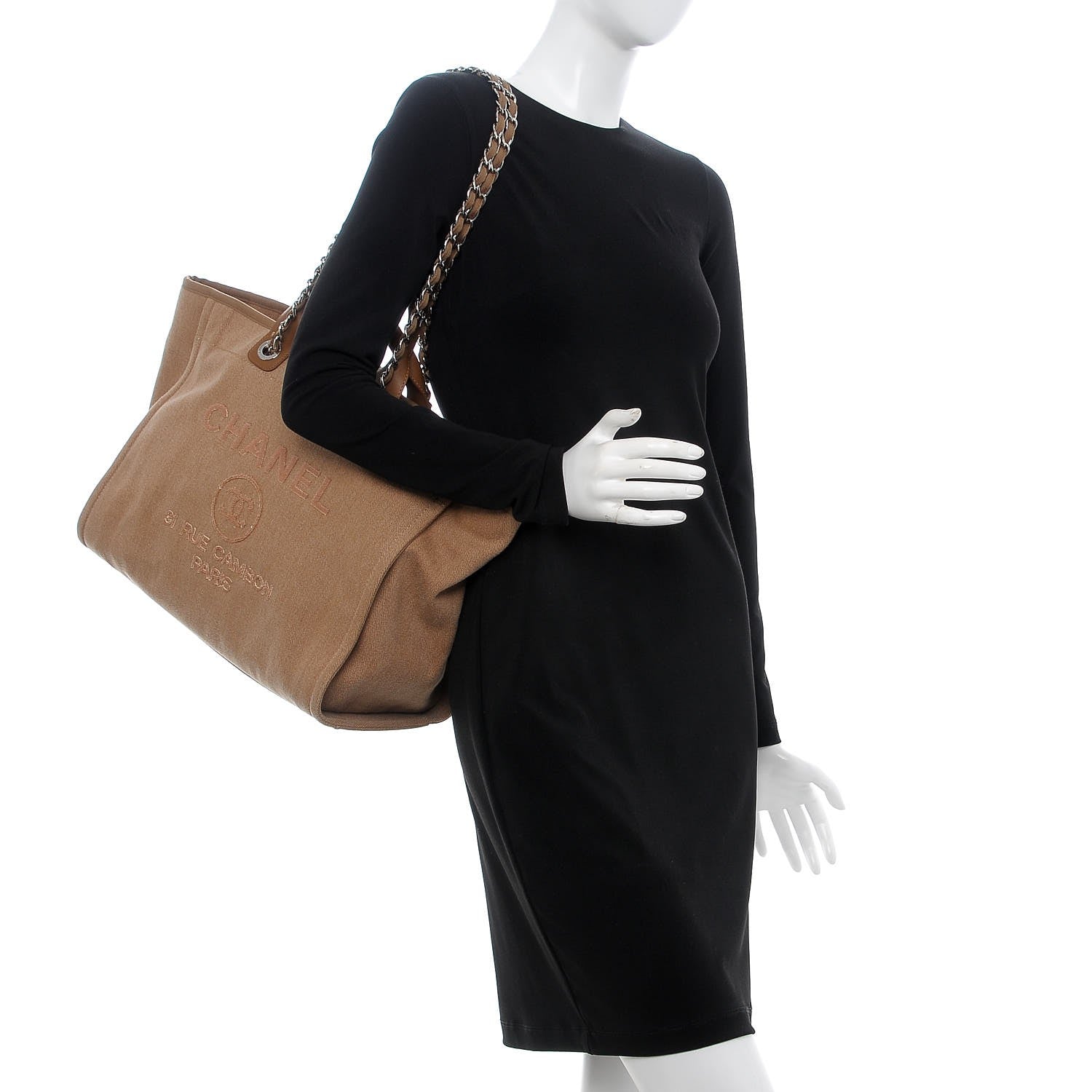 Chanel Canvas Sequin Large Deauville Tote Ecru 2 of 7