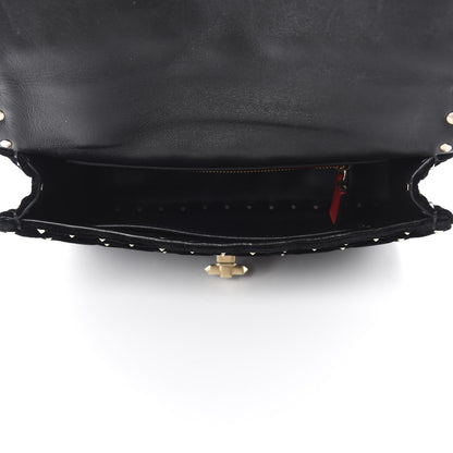 Valentino Garavani Velvet Medium Rockstud Spike Shoulder Bag Black 5 of 10