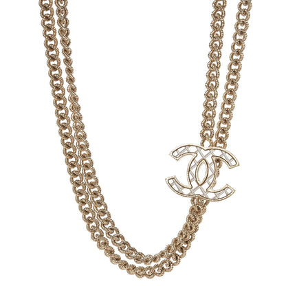 Chanel Quilted CC Long Chain Necklace Gold Pearly White 1 of 5