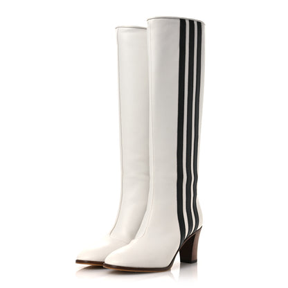Gucci X ADIDAS Calfskin Elizabeth Knee Boots 37 White Black 4 of 10