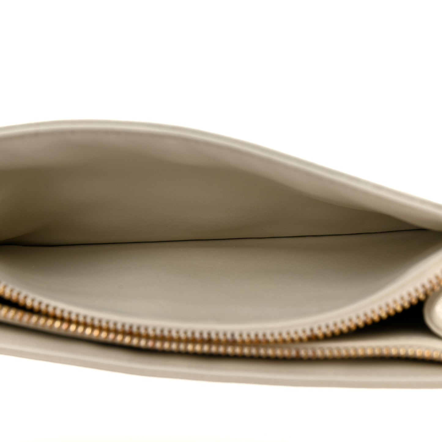 Calfskin Cannage Caro Zipped Pouch With Chain Latte