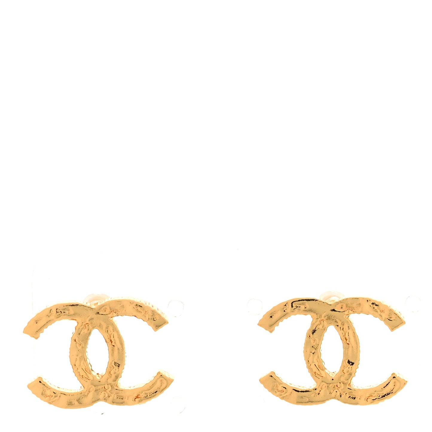 Metal Textured CC Earrings Gold