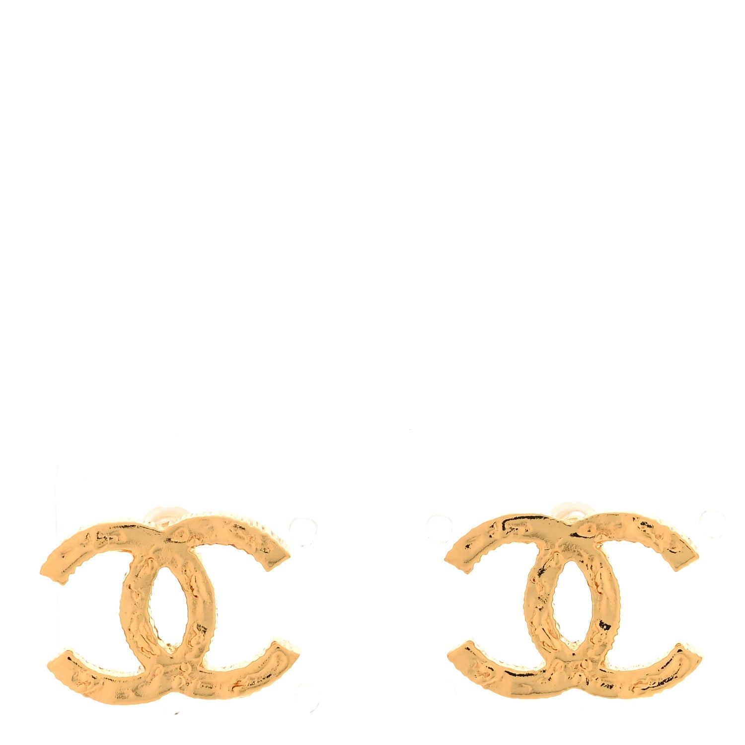Chanel Metal Textured CC Earrings Gold 1 of 5