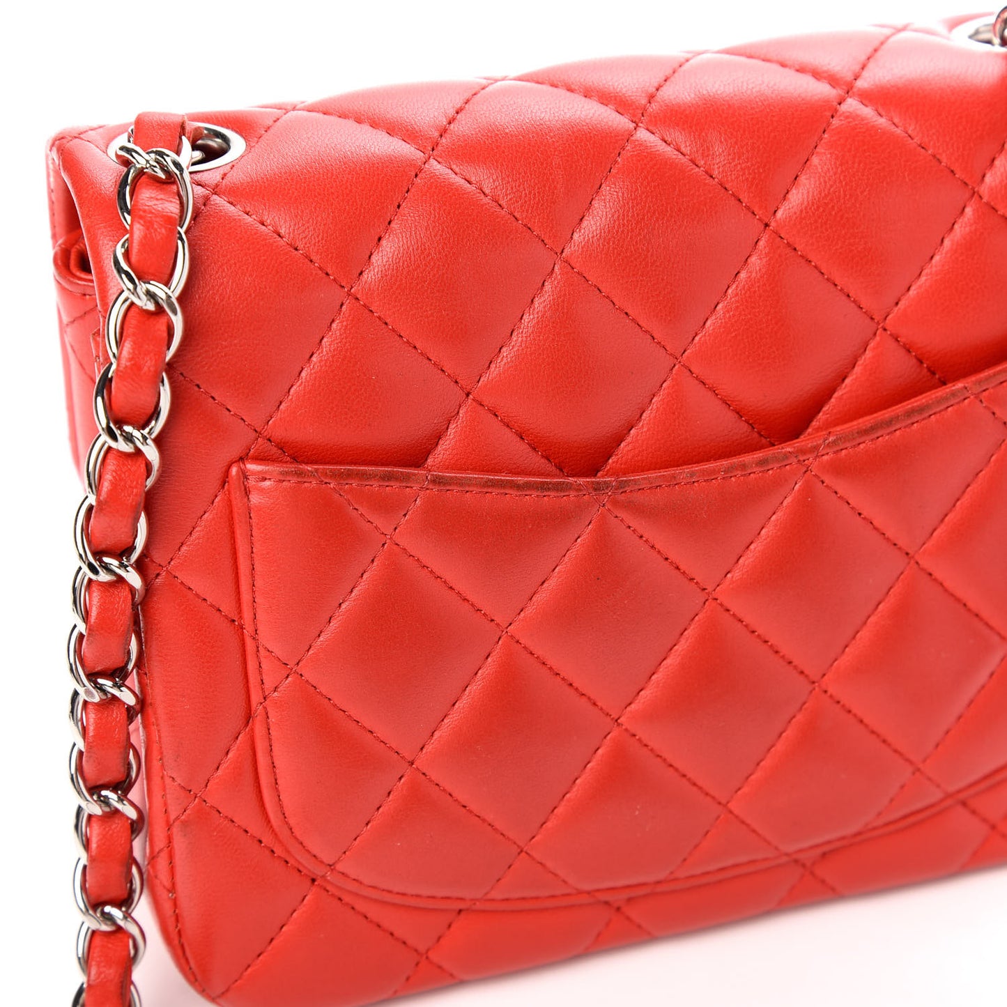 Lambskin Quilted Mini Square Flap Red