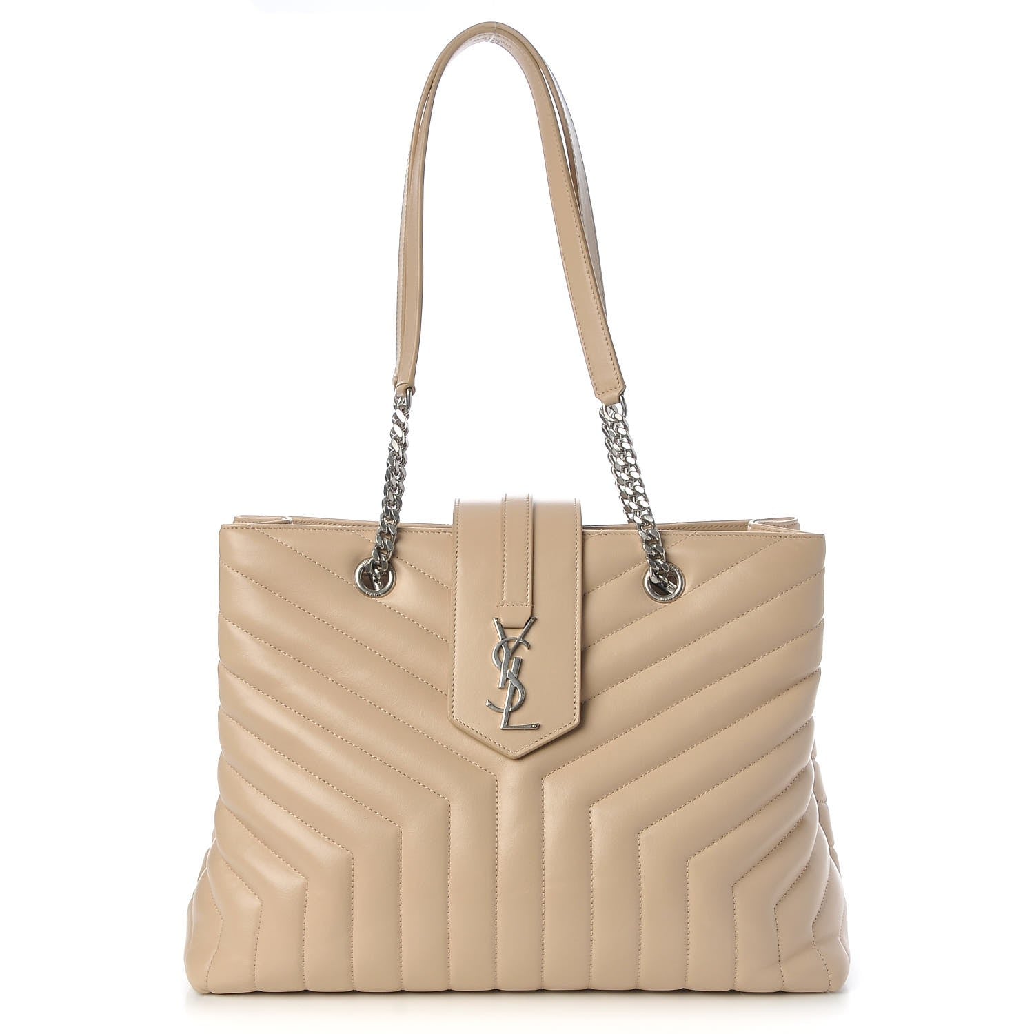 Saint Laurent Calfskin Y Quilted Monogram Large Loulou Shopper Nude Powder 1 of 9