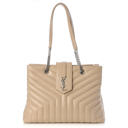 Saint Laurent Calfskin Y Quilted Monogram Large Loulou Shopper Nude Powder 1 of 9