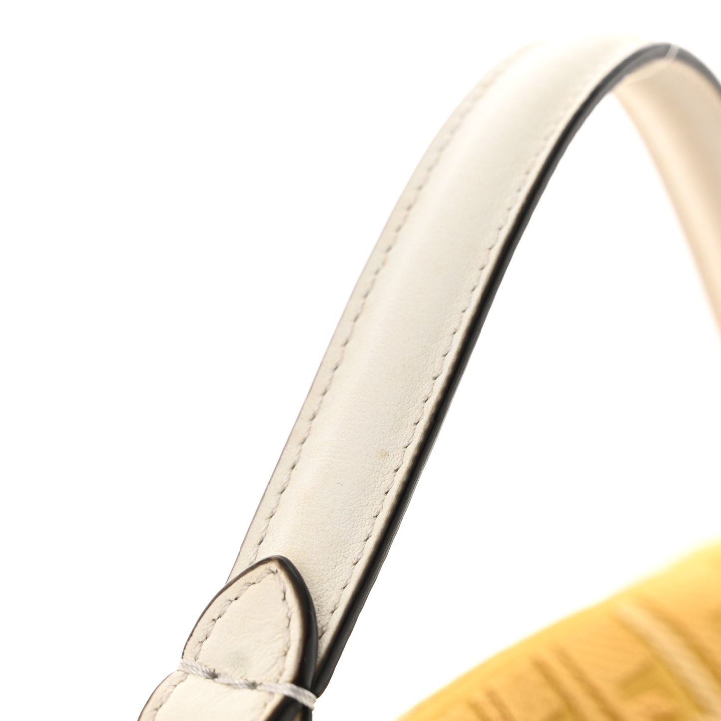 X SARA COLEMAN Canvas Vitello King Seta FF Fish Eye Embroidered Baguette Mostarda White Ice