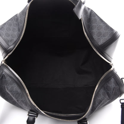 Gucci Soft GG Supreme Monogram Appia Calfskin Web Large Carry On Duffle Bag Black Grey 5 of 10