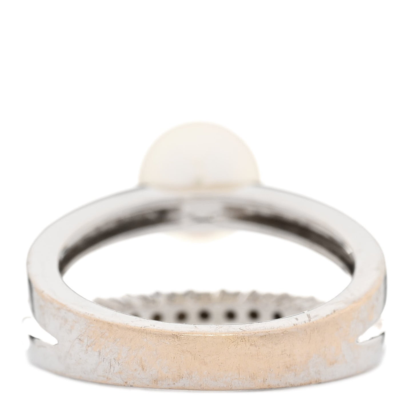 18K White Gold Diamond Akoya Pearl 7mm Open Band Ring 47 4.25