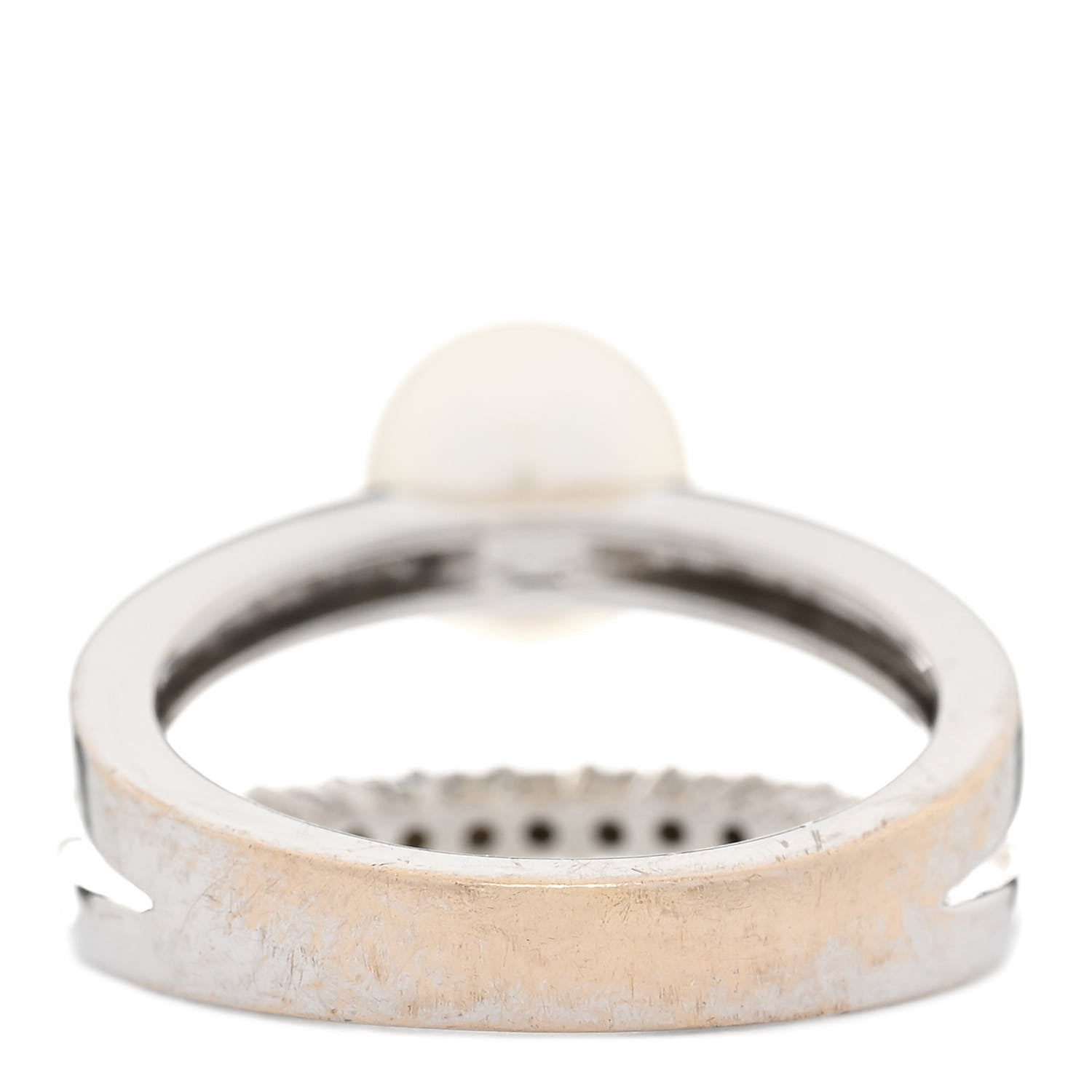 Mikimoto 18K White Gold Diamond Akoya Pearl 7mm Open Band Ring 47 4.25 4 of 6
