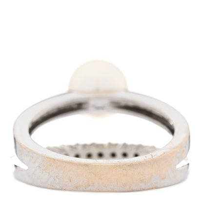 Mikimoto 18K White Gold Diamond Akoya Pearl 7mm Open Band Ring 47 4.25 4 of 6