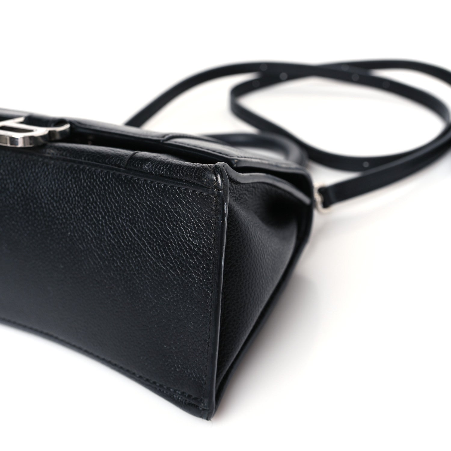 Balenciaga Grained Calfskin Small Hourglass Top Handle Bag Black 9 of 10