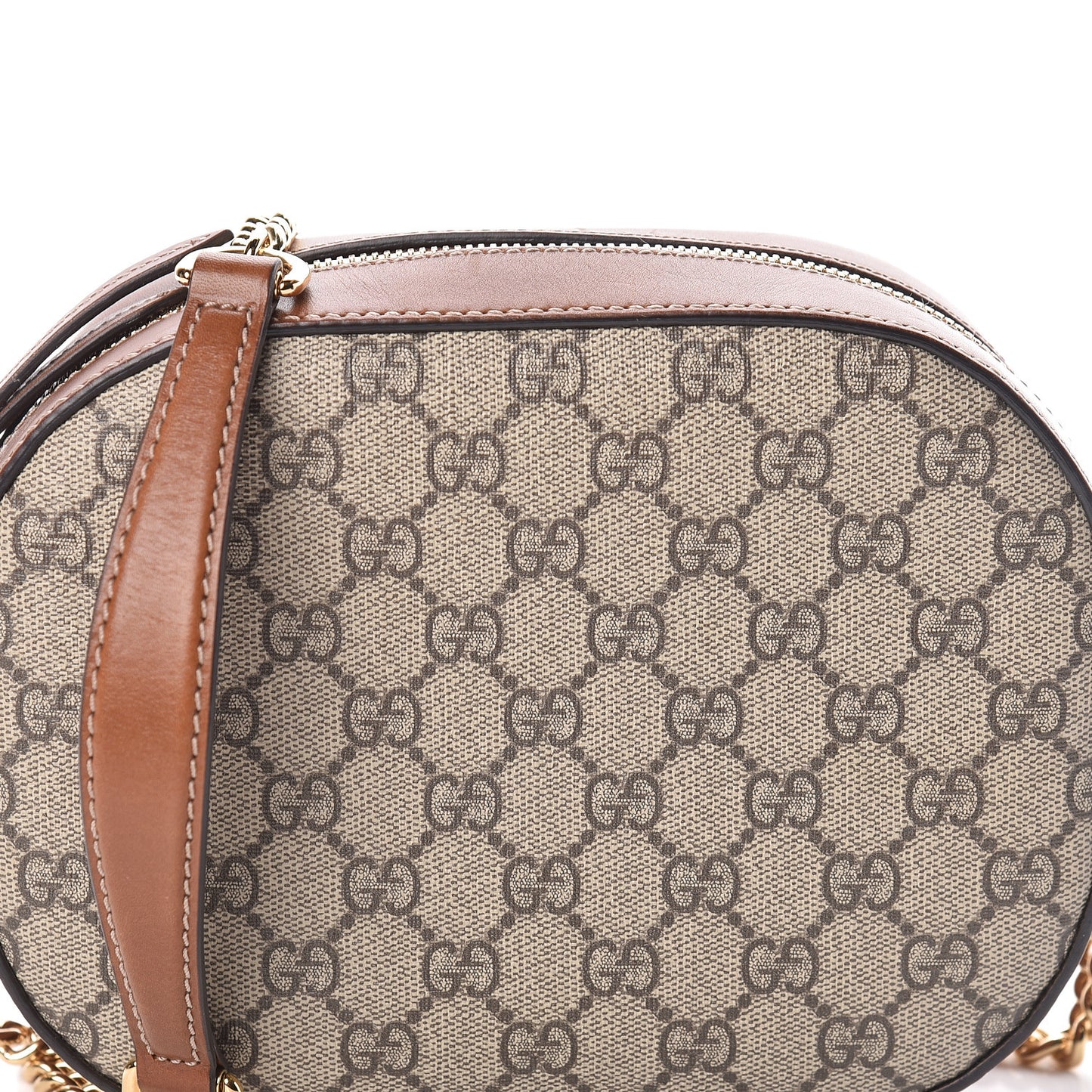 GG Supreme Monogram Cuoio Toscano Mini Chain Shoulder Bag Beige Ebony Cuir