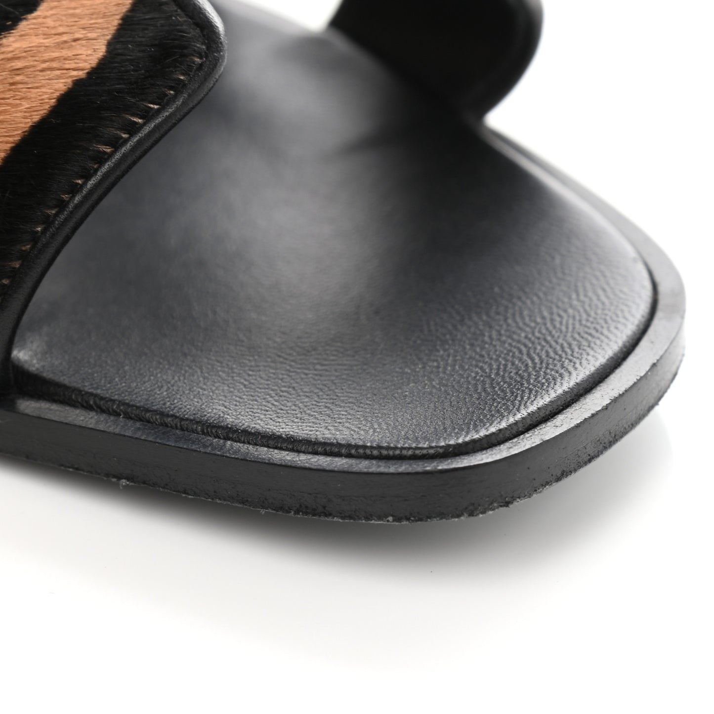 Horse Hair Zebra Print Oran Sandals 40 Black