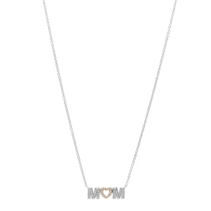 Tiffany 18K White Rose Gold Diamond MOM Pendant Necklace 1 of 6